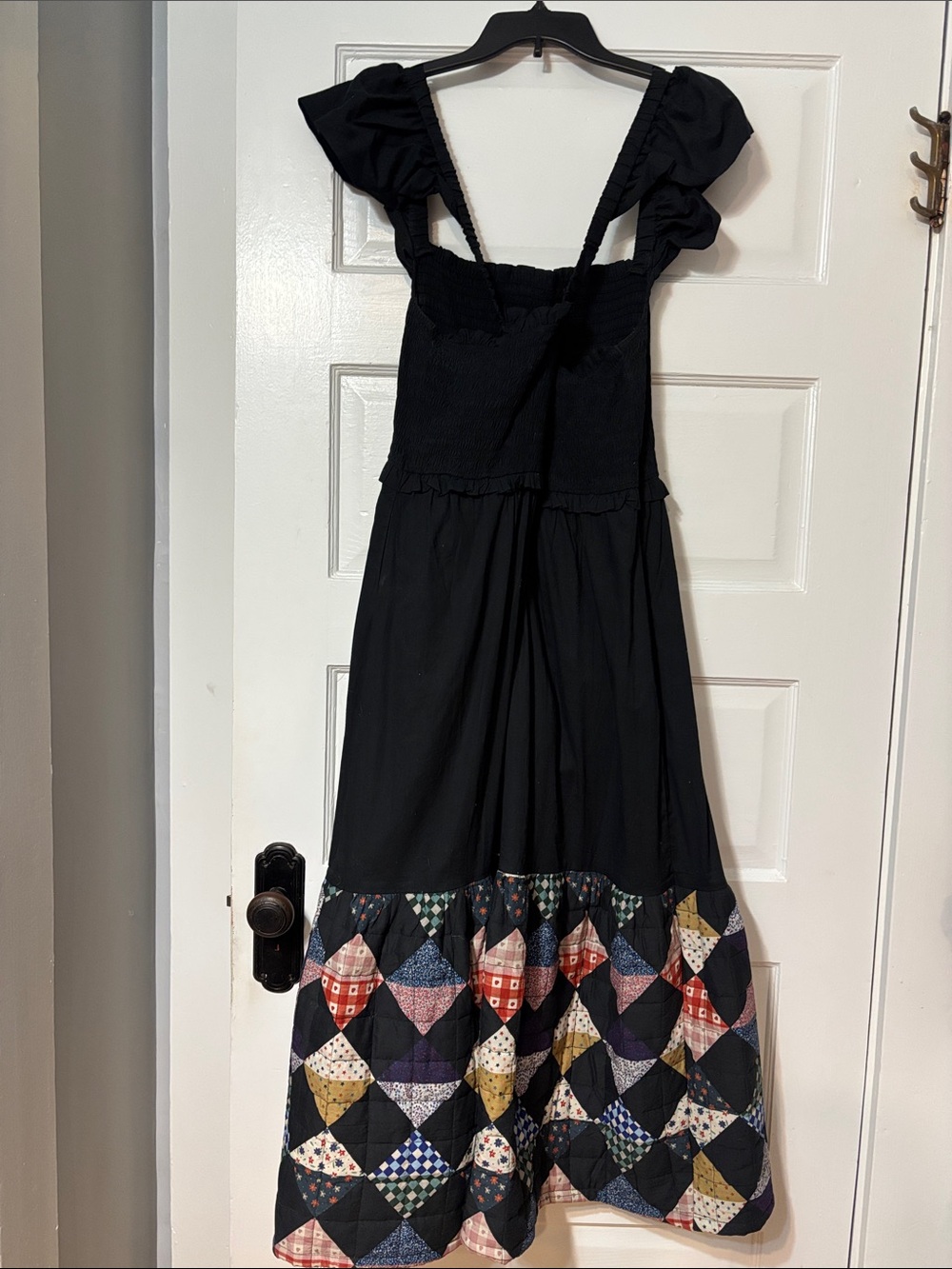 Anthropologie Black Maxi Dress with Multicolor Patchwork Hem - Picture 3 of 5